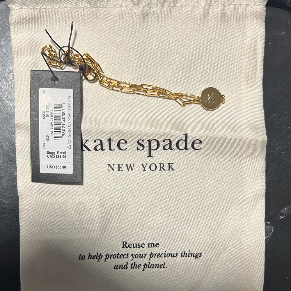 kate spade Gold Link Chain Bracelet with Logo Disc - K